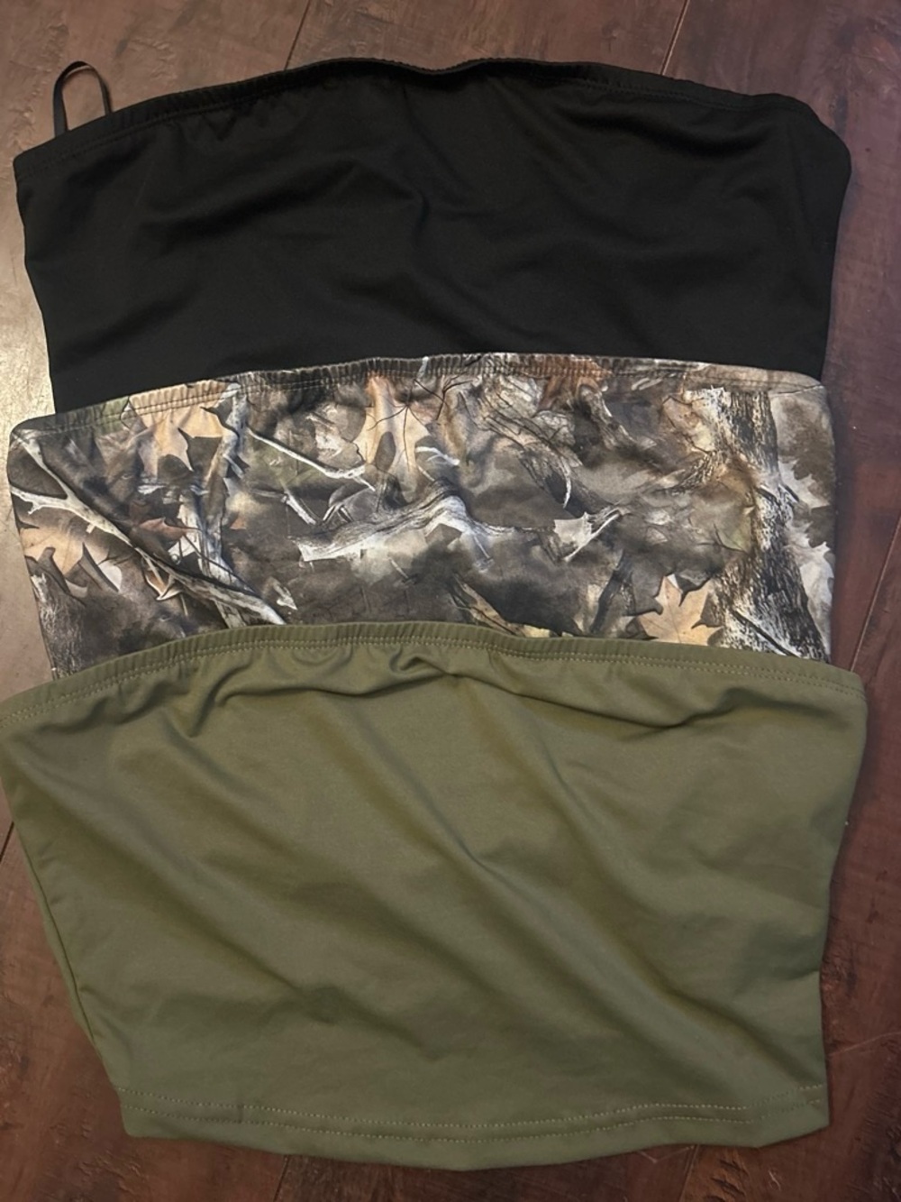 Others Follow Women's Crop Top Trio - Black, Camo, Olive